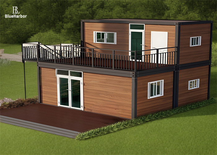 บ้านเรือน 2 ชั้น โมดูลอร์ บ้านพร้อมระเบียง ห้องพักแสงแดด สีเป็นตัวเลือก