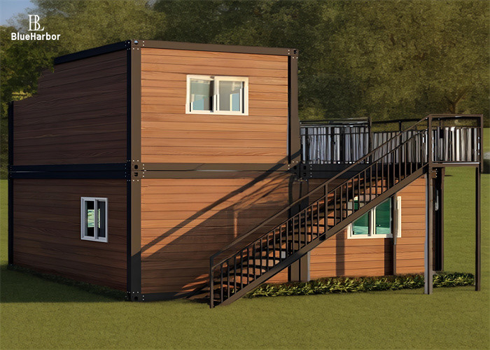 บ้านเรือน 2 ชั้น โมดูลอร์ บ้านพร้อมระเบียง ห้องพักแสงแดด สีเป็นตัวเลือก
